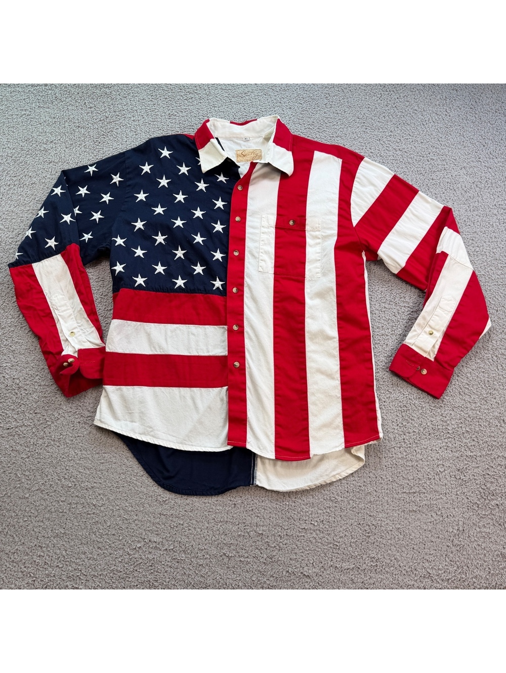 Vintage Scully American Flag Western Shirt Mens XL Stars & Stripes USA Patriotic